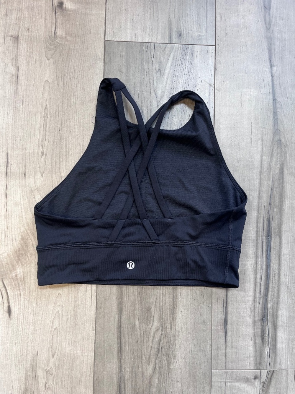 lululemon high neck energy longline black sport bra size 8